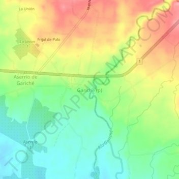 Mapa topográfico Gariché (p), altitud, relieve