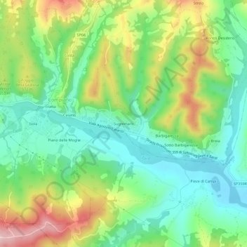 Mapa topográfico Sugremaro, altitud, relieve