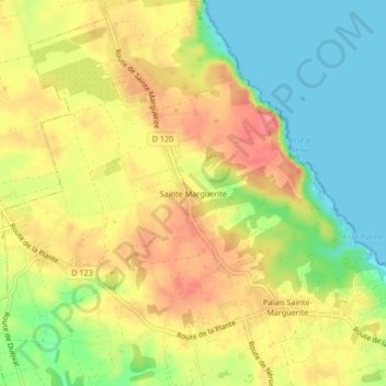 Mapa topográfico Sainte Marguerite, altitud, relieve