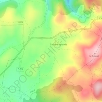 Mapa topográfico Lagast, altitud, relieve