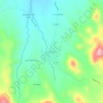 Mapa topográfico Quilitapia, altitud, relieve