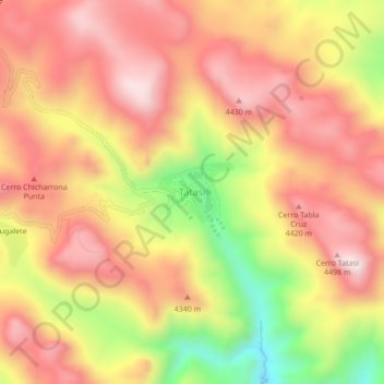 Mapa topográfico Tatasi, altitud, relieve
