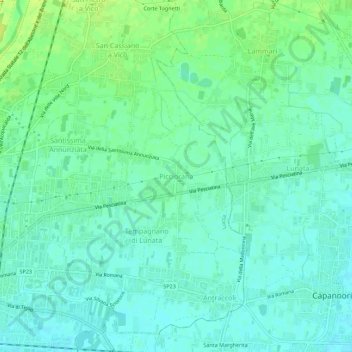 Mapa topográfico Picciorana, altitud, relieve