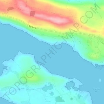 Mapa topográfico Clifden Bay, altitud, relieve