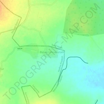 Mapa topográfico Balakrishnapuram, altitud, relieve