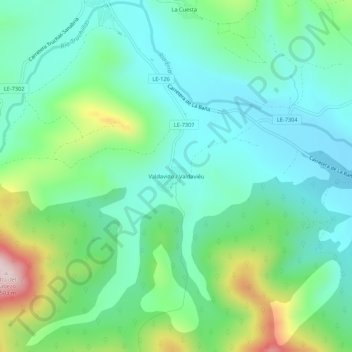 Mapa topográfico Valdavido, altitud, relieve