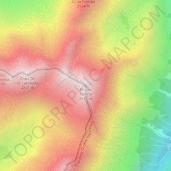 Mapa topográfico Monte Torena, altitud, relieve