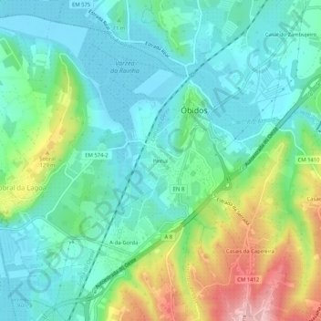 Mapa topográfico Pinhal, altitud, relieve
