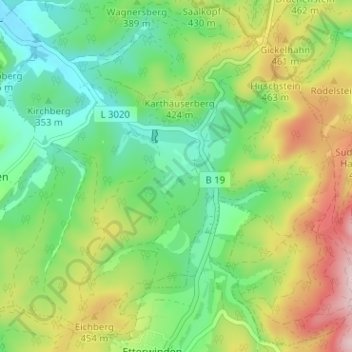 Mapa topográfico Wilhelmsthal, altitud, relieve