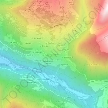 Mapa topográfico Le Villaret, altitud, relieve
