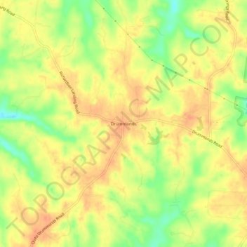 Mapa topográfico Drummonds, altitud, relieve