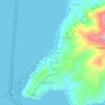 Mapa topográfico Mabacong, altitud, relieve