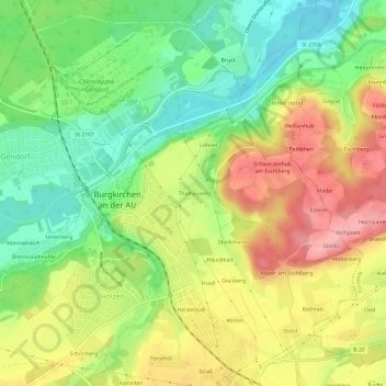 Mapa topográfico Thalhausen, altitud, relieve