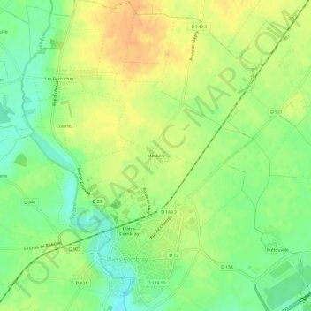 Mapa topográfico Mesliers, altitud, relieve