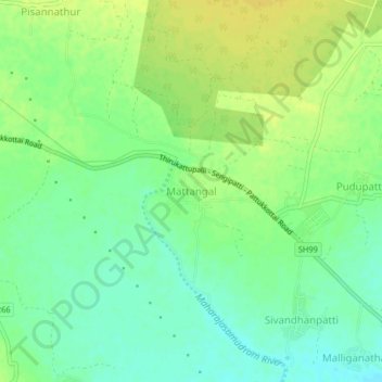 Mapa topográfico Mattangal, altitud, relieve