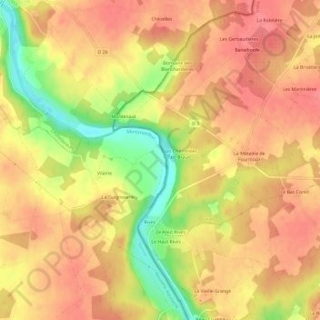 Mapa topográfico Braud, altitud, relieve