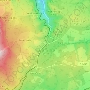 Mapa topográfico Drei Annen, altitud, relieve