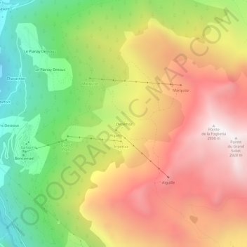 Mapa topográfico L'Arpettaz, altitud, relieve