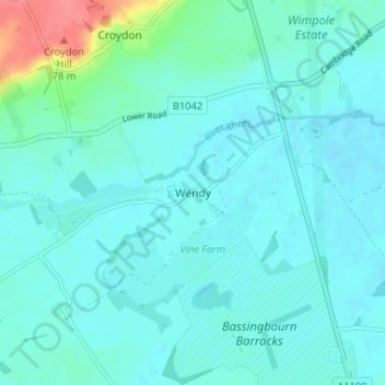 Mapa topográfico Wendy, altitud, relieve
