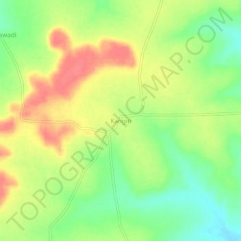 Mapa topográfico Kangiti, altitud, relieve