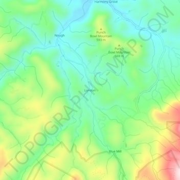 Mapa topográfico London, altitud, relieve