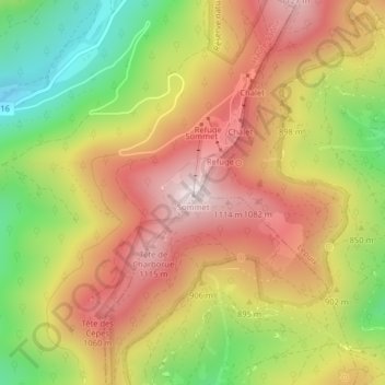 Mapa topográfico Planche des Belles Filles, altitud, relieve