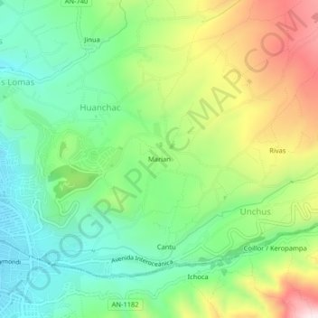 Mapa topográfico Marian, altitud, relieve