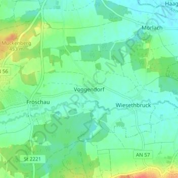 Mapa topográfico Voggendorf, altitud, relieve