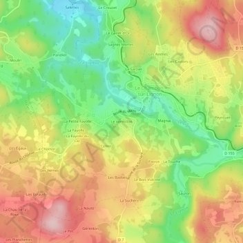 Mapa topográfico Le Vermillon, altitud, relieve