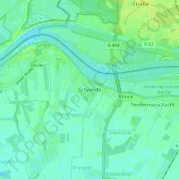 Mapa topográfico Schwinde, altitud, relieve