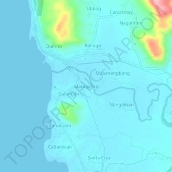 Mapa topográfico Maragayap, altitud, relieve