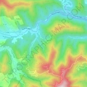 Mapa topográfico Esperies, altitud, relieve