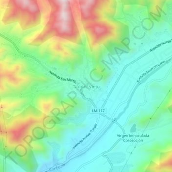 Mapa topográfico Tambo Viejo, altitud, relieve