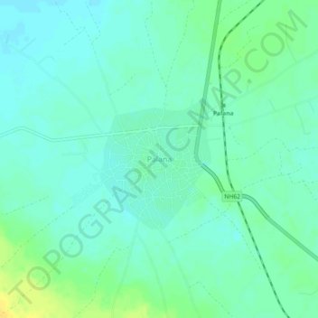 Mapa topográfico Palana, altitud, relieve