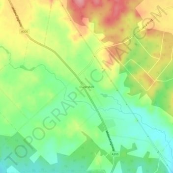 Mapa topográfico Clarendon, altitud, relieve