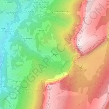 Mapa topográfico La Plagne, altitud, relieve