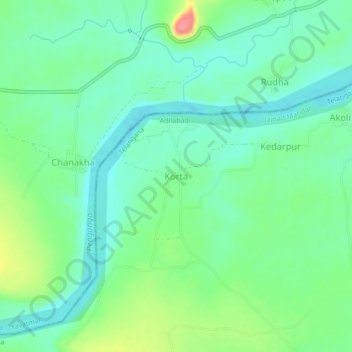Mapa topográfico Korta, altitud, relieve
