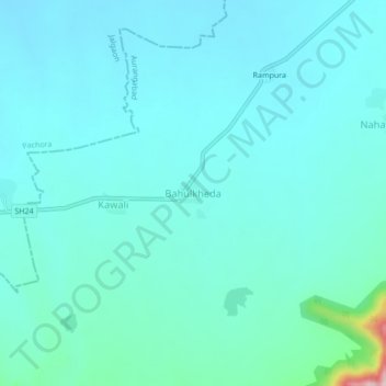 Mapa topográfico Bahulkheda, altitud, relieve