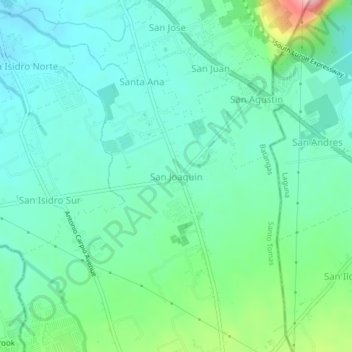 Mapa topográfico San Joaquin, altitud, relieve