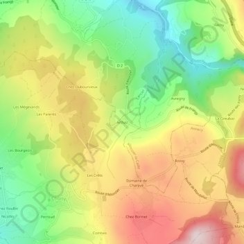 Mapa topográfico Arthaz, altitud, relieve