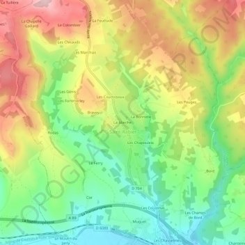 Mapa topográfico La Marche, altitud, relieve