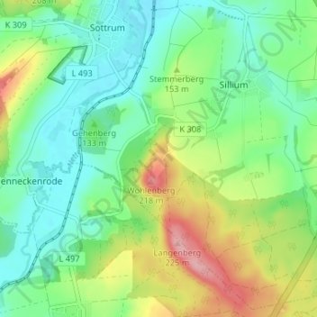 Mapa topográfico Wohldenberg, altitud, relieve