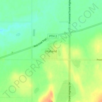 Mapa topográfico Holland, altitud, relieve