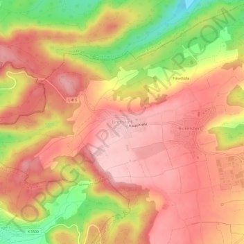 Mapa topográfico Brittheim, altitud, relieve