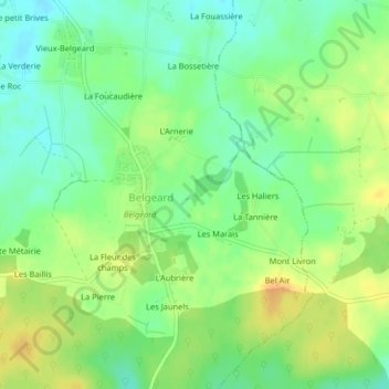 Mapa topográfico Lagunes, altitud, relieve