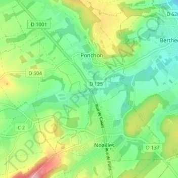 Mapa topográfico Blainville, altitud, relieve