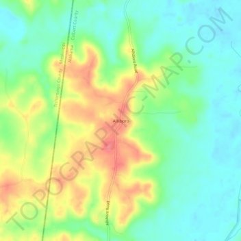 Mapa topográfico Allsboro, altitud, relieve