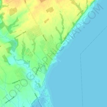 Mapa topográfico Port Rowan, altitud, relieve