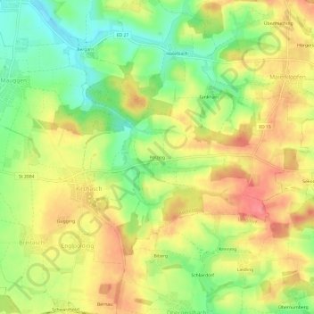 Mapa topográfico Polzing, altitud, relieve
