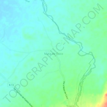 Mapa topográfico Mata de Coco, altitud, relieve
